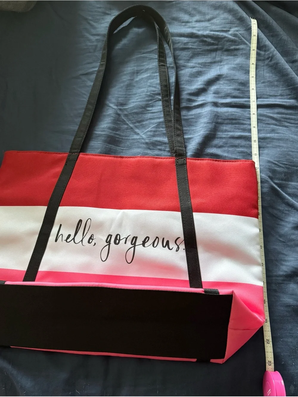 kate spade Red, White & Pink Striped Tote with Black Straps